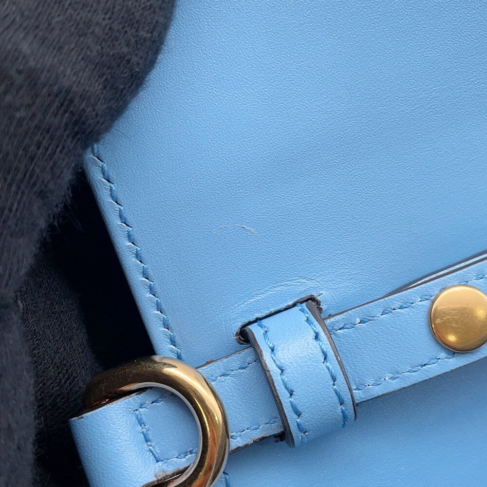 GUCCI Blue Leather Bamboo Shoulder Bag - Picture 9 of 16